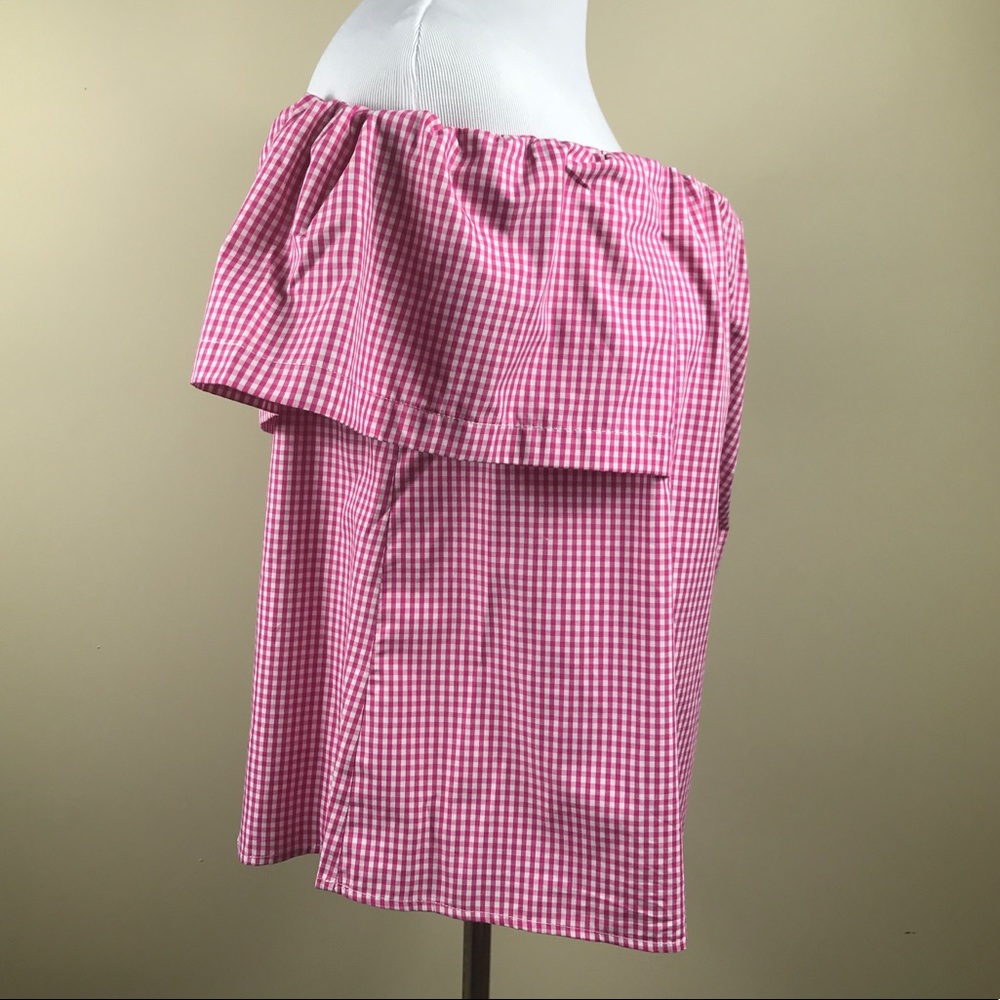 Topshop - Maggie Bardot Pink and white Gingham top - Picture 7 of 8
